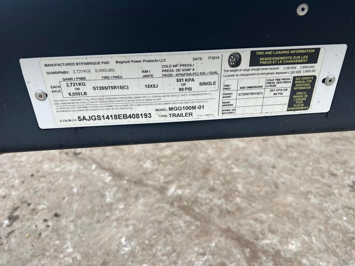 6000 GVW Trailer, New Surplus, Build for Magnum Generators, Comes with Certificate of Origin DSLP1102