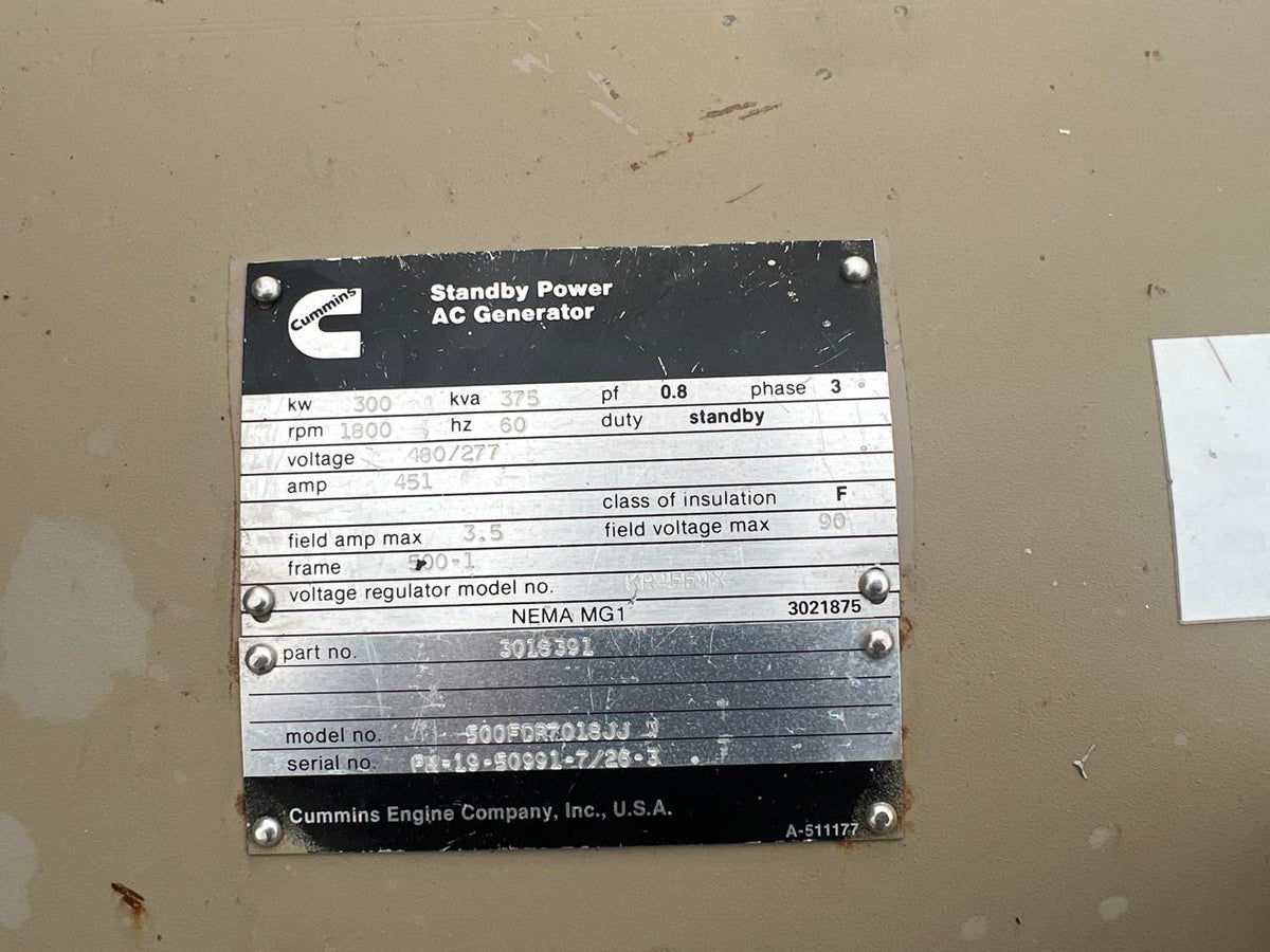 300 kW Cummins Gen End with Controller