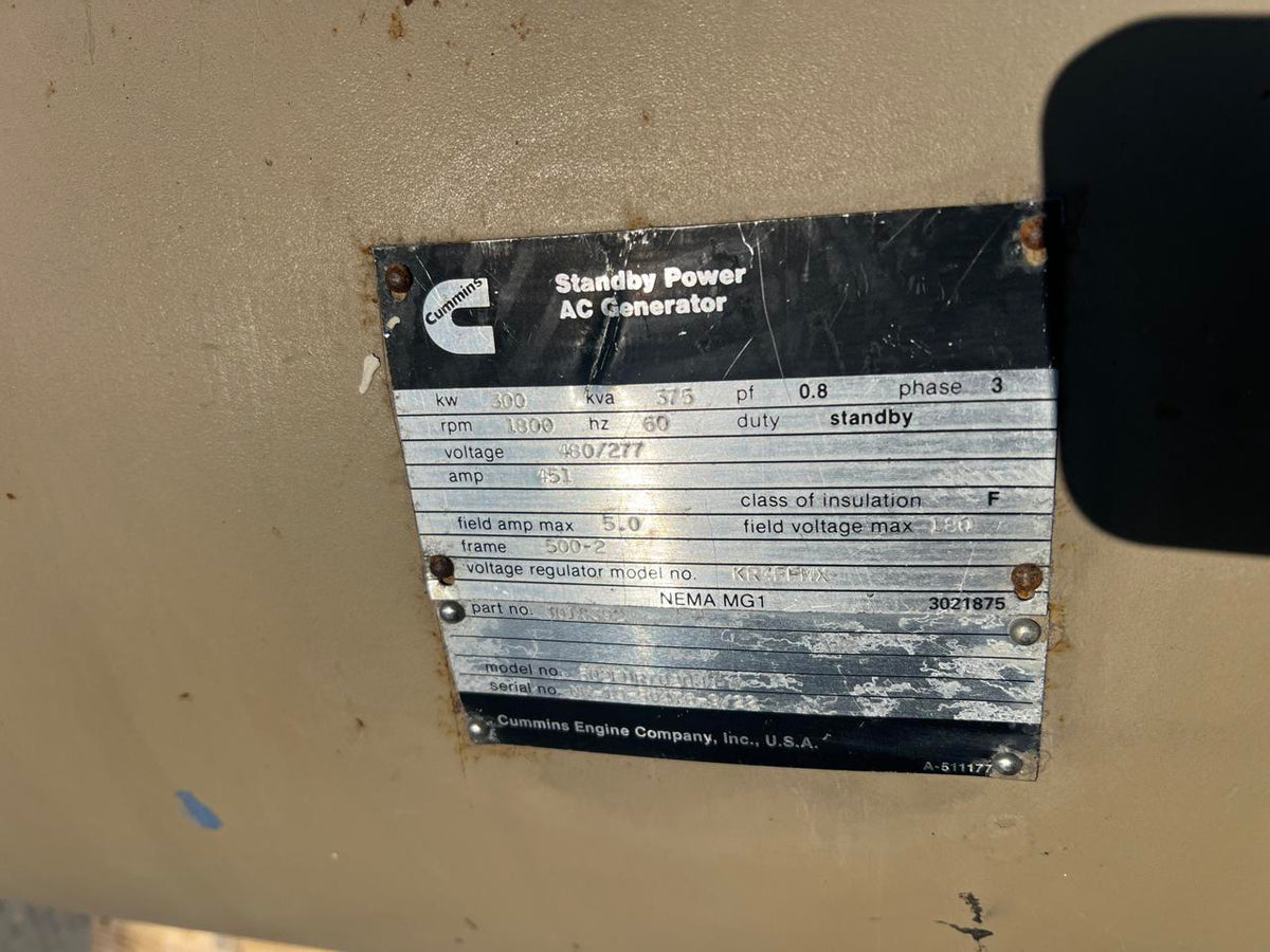 Cummins Marathon Gen End, 300 kW, Year – 1987