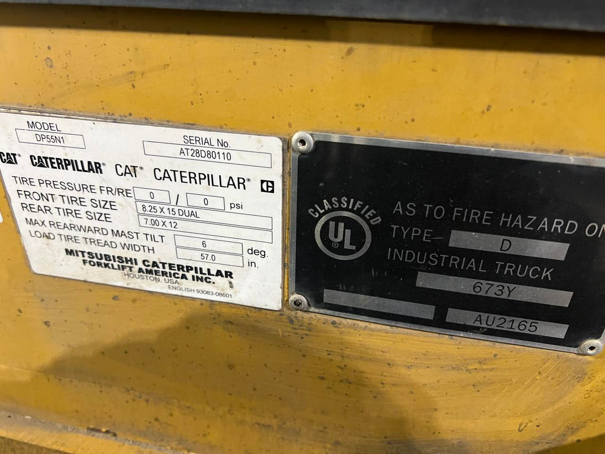 CAT DP55 Forklift 12000 lb capacity Diesel Triple Stage Mast Side Shift Fork Positioner 42″ Forks DSLP1138