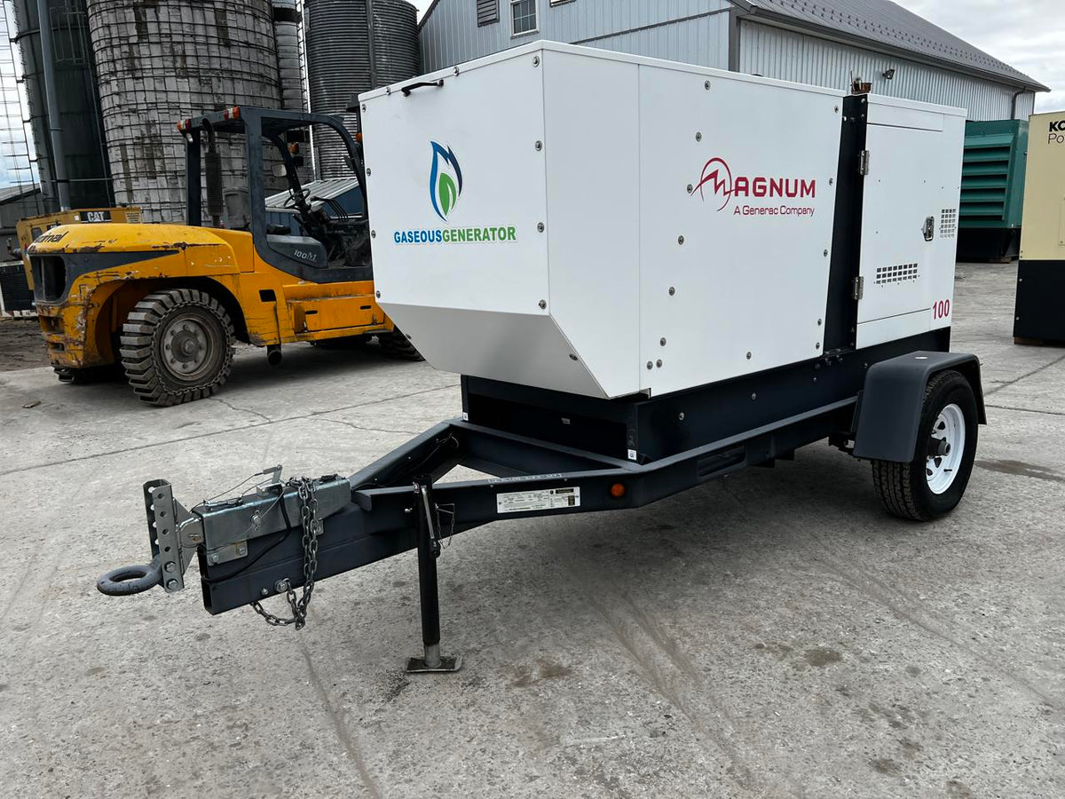 _100 kW Standby/60 kW Continuous Magnum Generator, 9.0L Generac Engine, Year – 2014, 1 Hour, Trailer Mounted