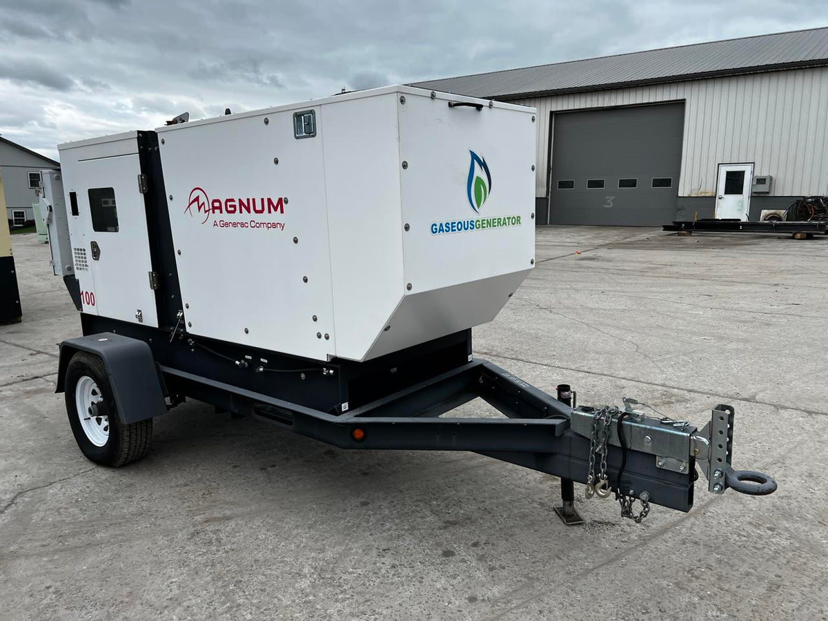 _100 kW Standby/60 kW Continuous Magnum Generator, 9.0L Generac Engine, Year – 2014, 1 Hour, Trailer Mounted