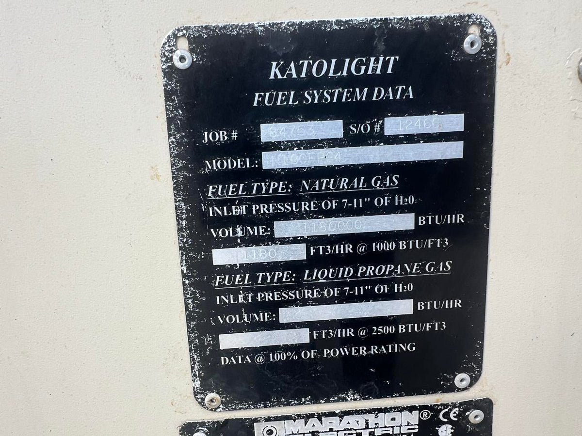 100 kW Katolight Generator, 8.1 Liter PSI Engine, Natural Gas, With Enclosure, 114 Hours, Year – 2002
