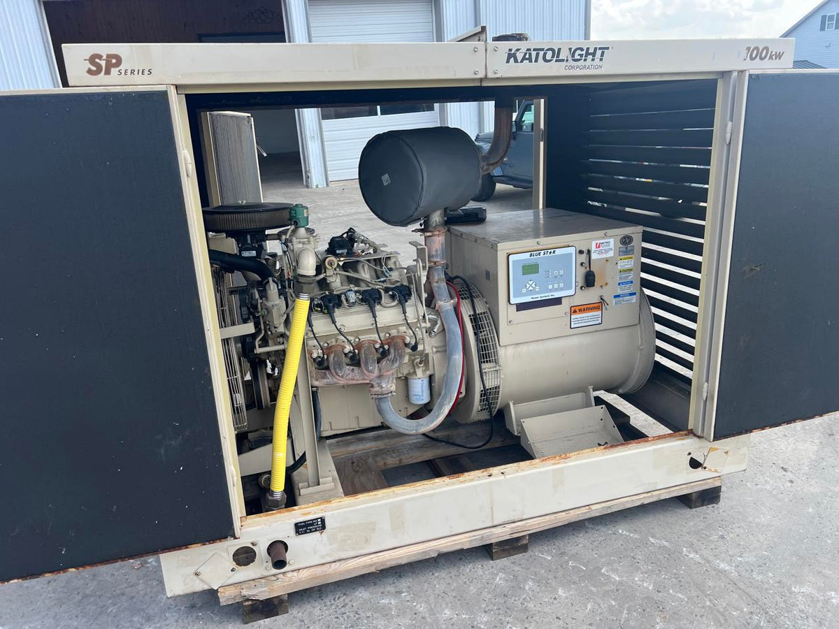 100 kW Katolight Generator, 8.1 Liter PSI Engine, Natural Gas, With Enclosure, 114 Hours, Year – 2002