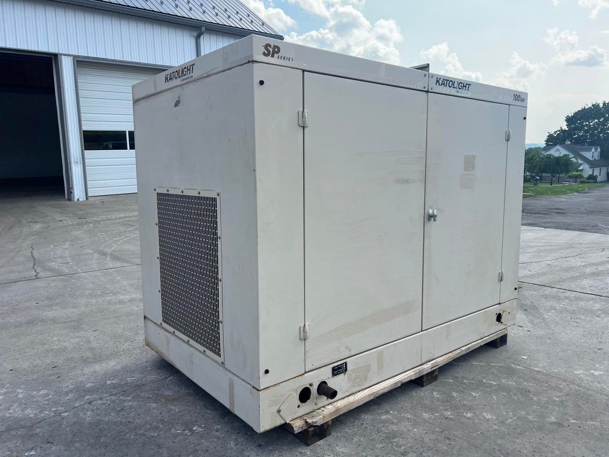 100 kW Katolight Generator, 8.1 Liter PSI Engine, Natural Gas, With Enclosure, 114 Hours, Year – 2002