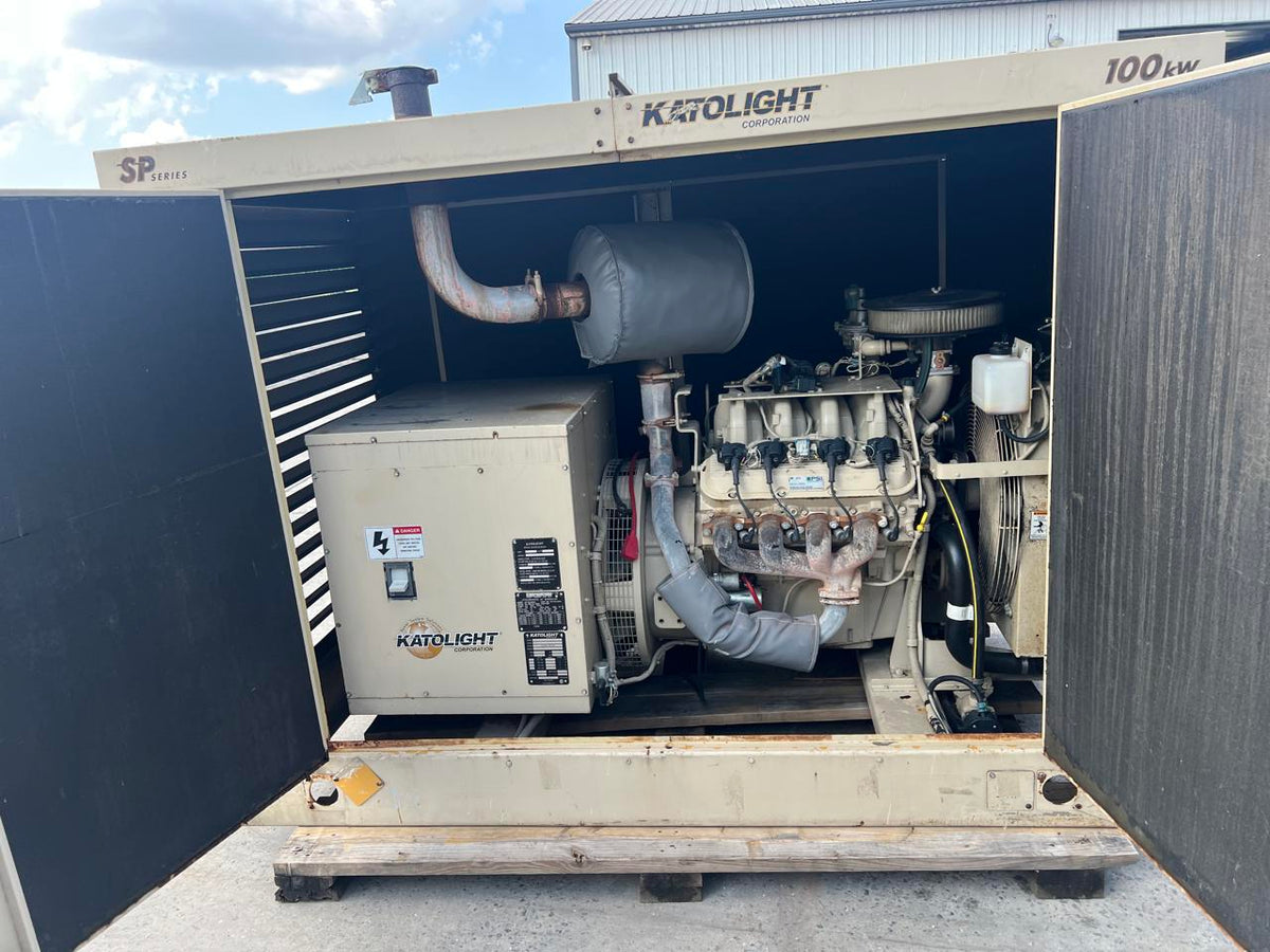 100 kW Katolight Generator, 8.1 Liter PSI Engine, Natural Gas, With Enclosure, 114 Hours, Year – 2002