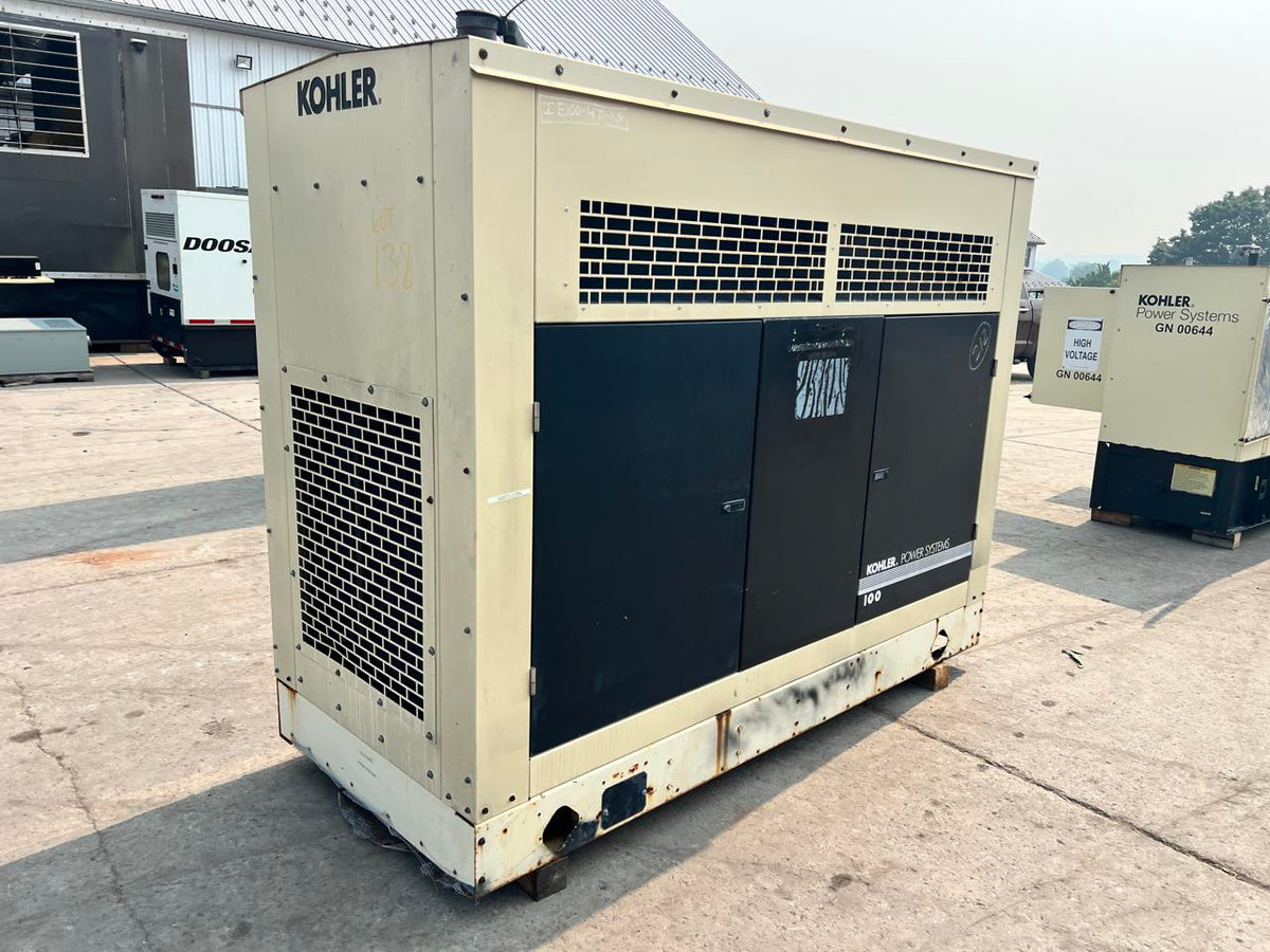 100 kW Kohler Generator, with Enclosure, 4.5 Liter John Deere Engine, Year – 2006, 288 Hours