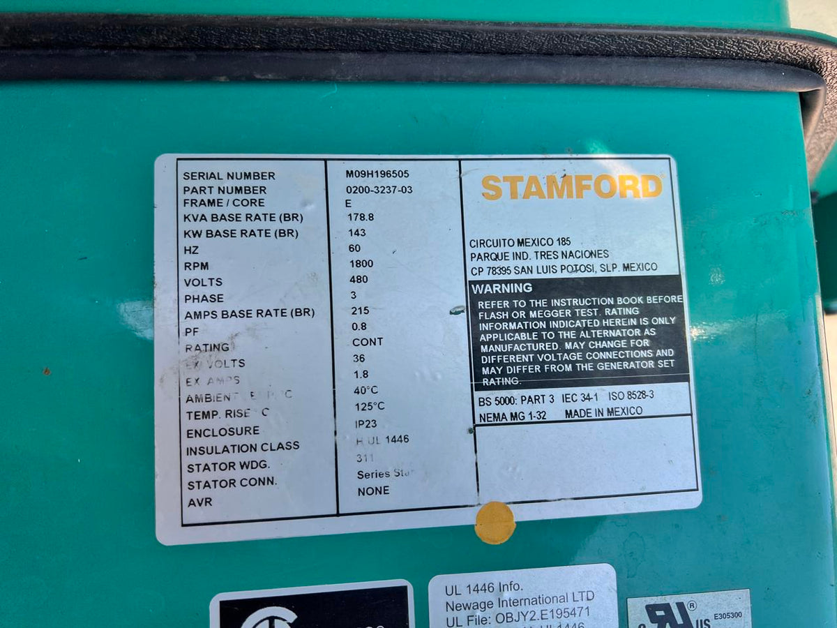 100 kW Cummins/Onan GenSet, QSB 6.7 Cummins Engine, Year – 2009, US EPA Tier 3 Pre Emission Engine