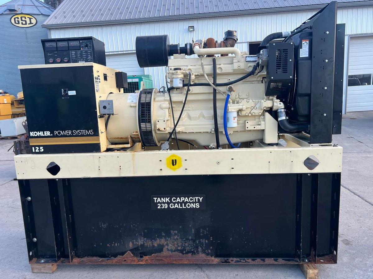 125 kW Kohler Generator, with Base Tank 6.8 Liter Mechanical John Deere Engine, Year – 2006, 607 Hours