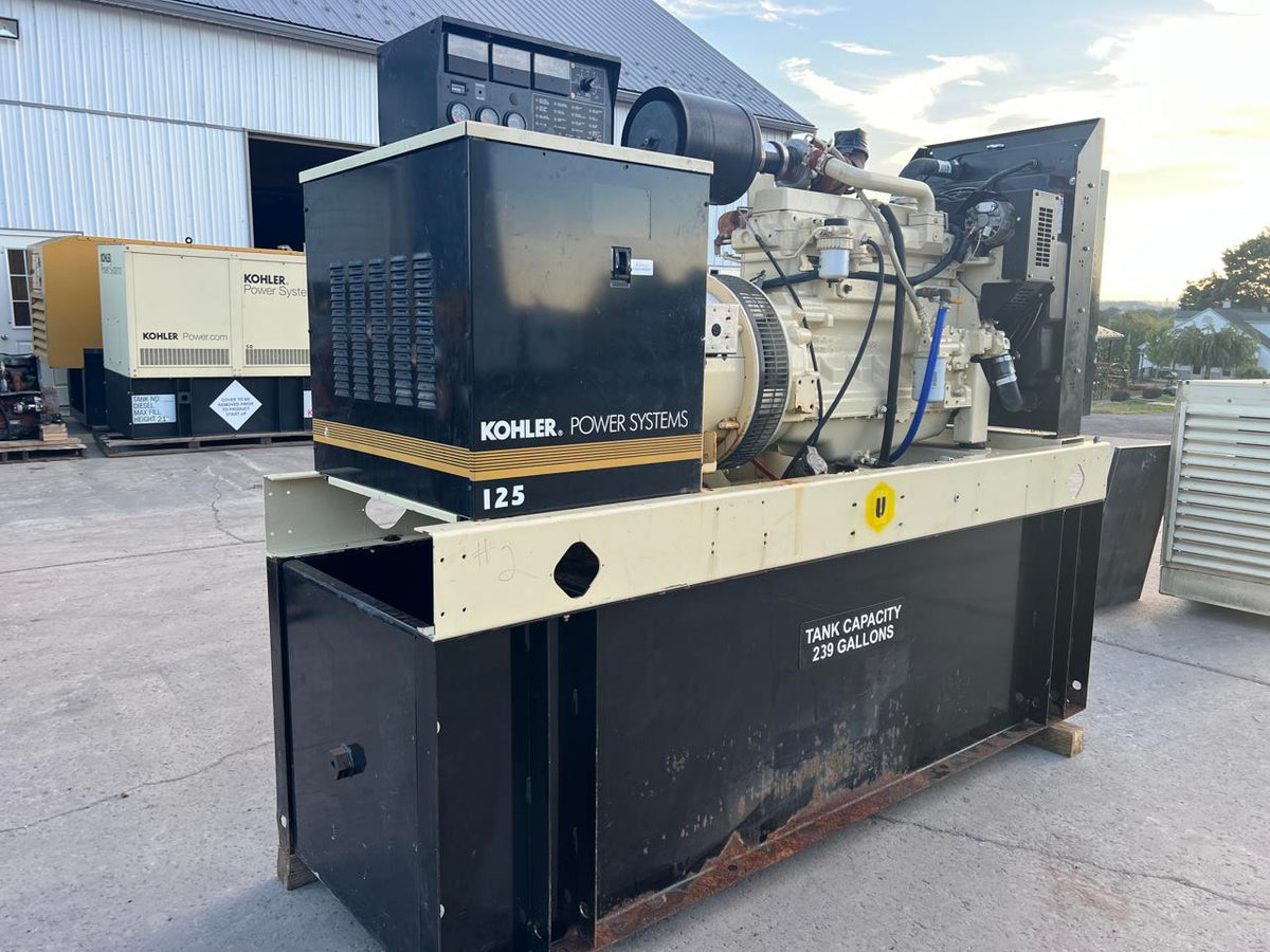 125 kW Kohler Generator, with Base Tank 6.8 Liter Mechanical John Deere Engine, Year – 2006, 607 Hours