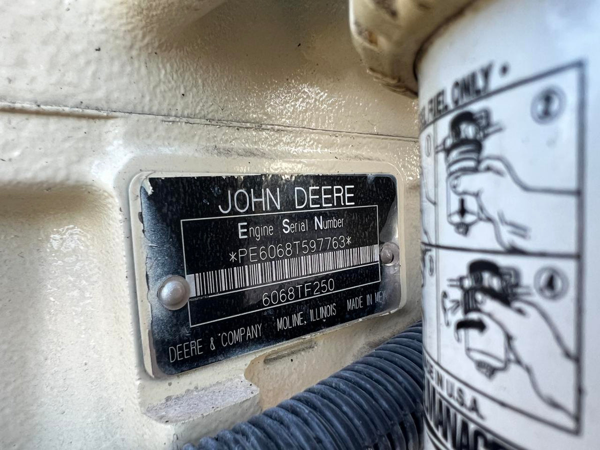 125 kW Kohler Generator, with Base Tank 6.8 Liter Mechanical John Deere Engine, Year – 2006, 607 Hours