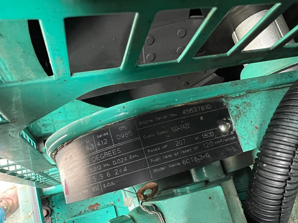 125 kW Cummins/Onan Generator, 8.3 Liter Cummins Engine, 1125 Hours, with Sound Attenuated Enclosure and Base Fuel Tank