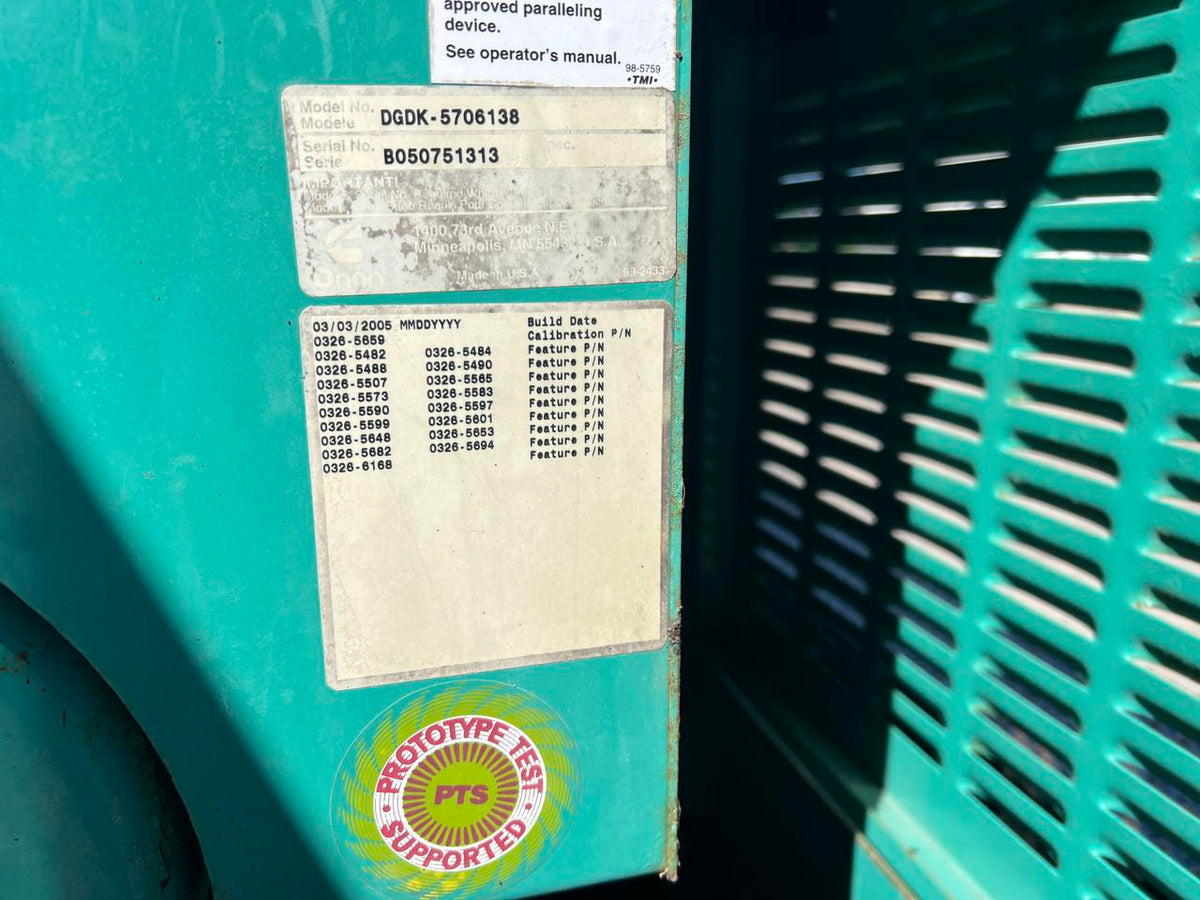 125 kW Cummins/Onan CBTA 5.9 Cummins Engine, Trailer Mounted, Year – 2005, 1092 Hours