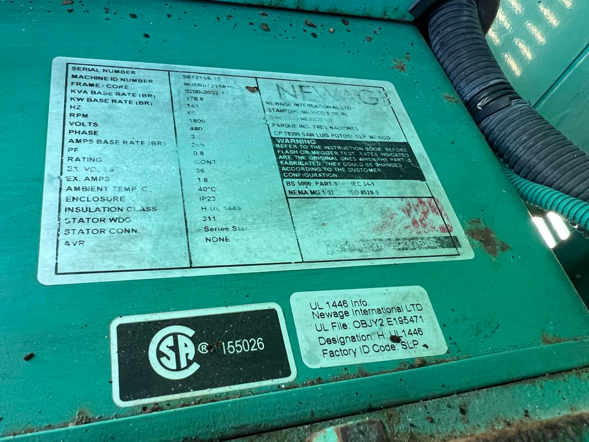125 kW Cummins/Onan CBTA 5.9 Cummins Engine, Trailer Mounted, Year – 2005, 1092 Hours
