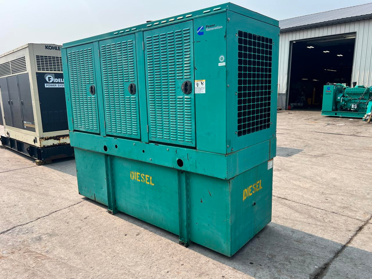 125 kW Cummins/Onan GenSet, with Enclosure and Base Fuel Tank, 8.3 Liter Cummins Engine, Year – 2001, 615 Hours