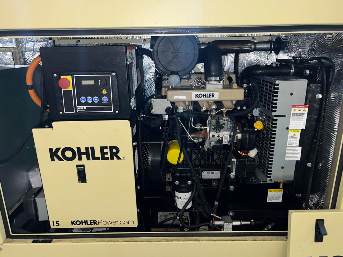 15 kW Kohler Diesel GenSet, Year – 2021, 11 Hours, with Sound Attenuated Enclosure and Base Fuel Tank, US EPA Tier 3 Pre Emissions Engine