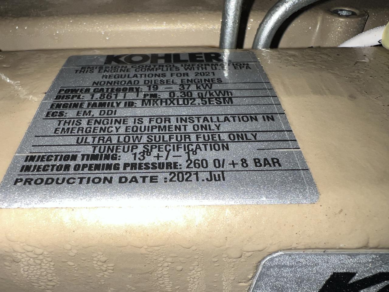 15 kW Kohler Diesel GenSet, Year – 2021, 11 Hours, with Sound Attenuated Enclosure and Base Fuel Tank, US EPA Tier 3 Pre Emissions Engine