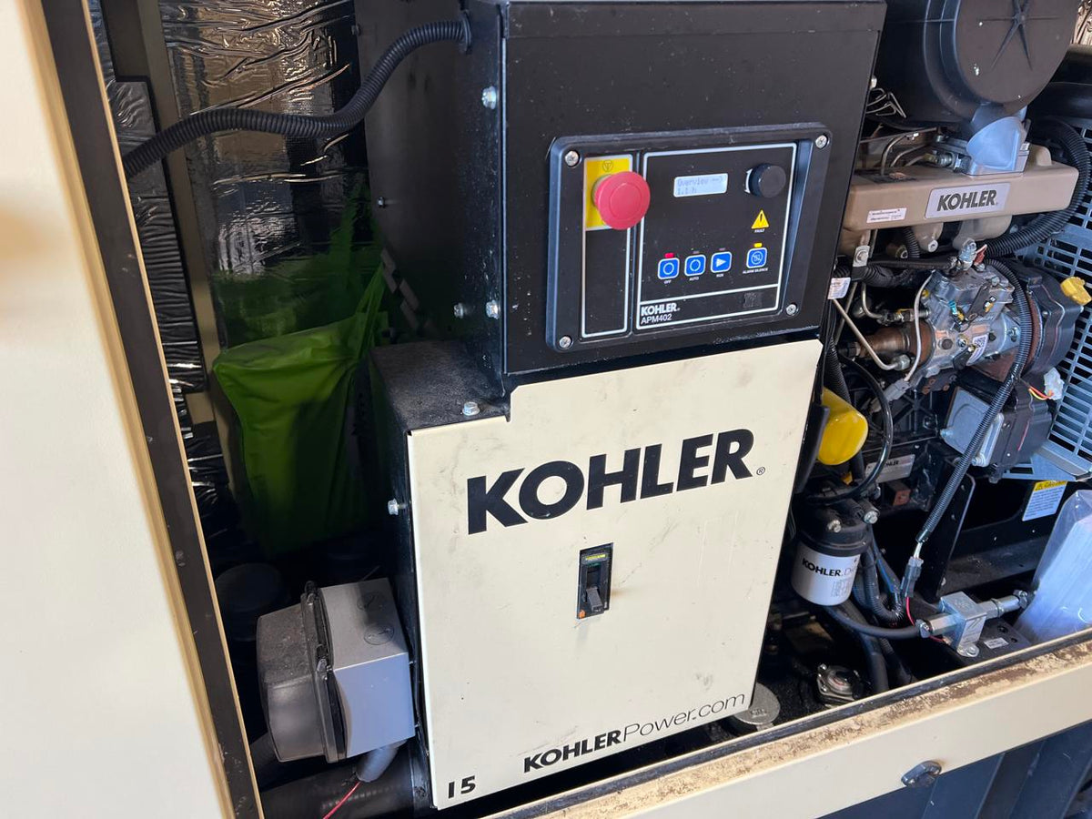 15 kW Kohler Diesel Gen Set, Year – 2021, 1 Hour, Enclosed with Sound Attenuated and Base Fuel Tank, US EPA Tier 3 Pre Emission Engine