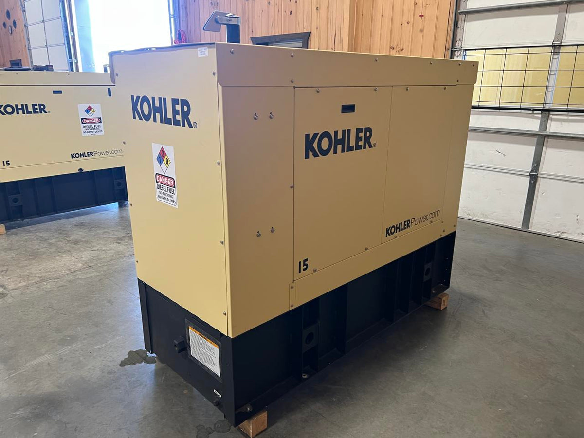 15 kW Kohler Diesel Gen Set, Year – 2021, Sound Attenuated Enclosure and Base Fuel Tank, US EPA Tier 3 Pre Emission Engine