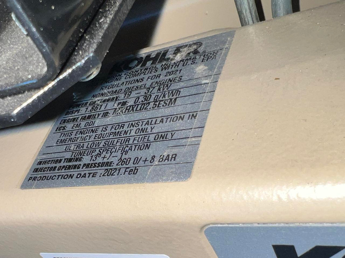 15 kW Kohler Diesel Gen Set, Year – 2021, Sound Attenuated Enclosure and Base Fuel Tank, US EPA Tier 3 Pre Emission Engine
