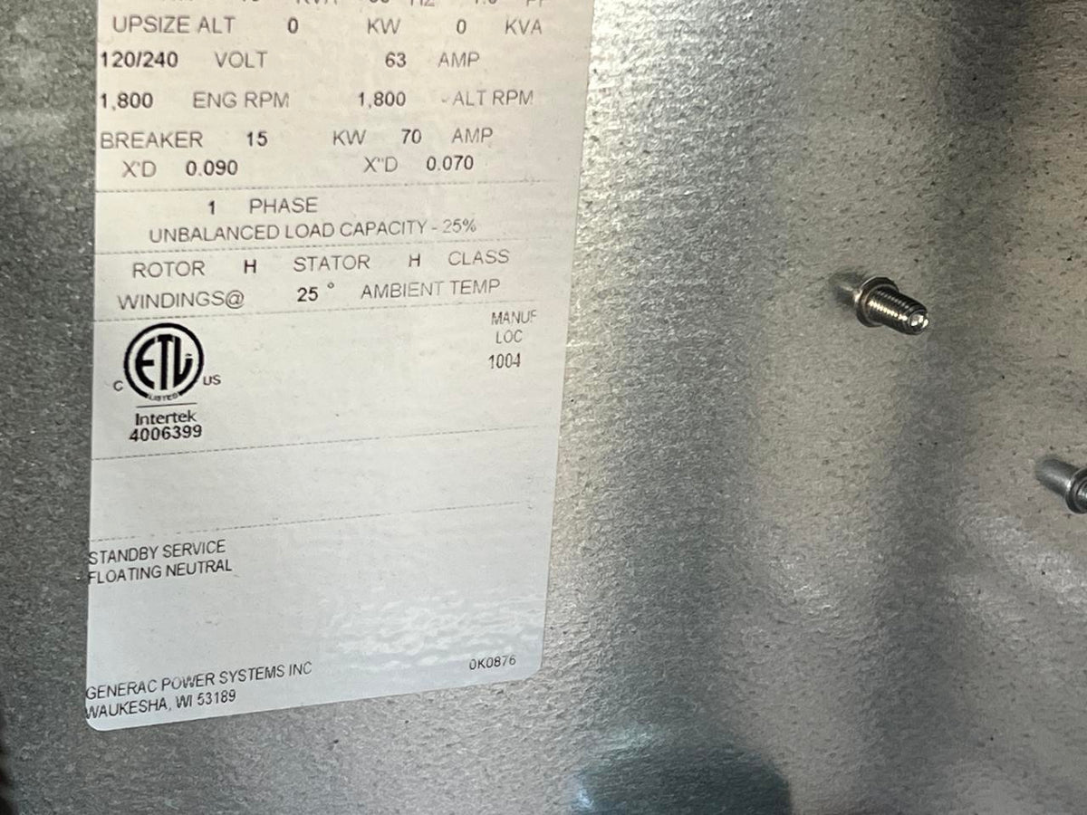 New 15KW Generac Diesel Commerical Genset, Year – 2021, 4 Hours, with Sound Attenuated Enclosure and Base Fuel Tank, US EPA Tier 3 Pre Emission Engine