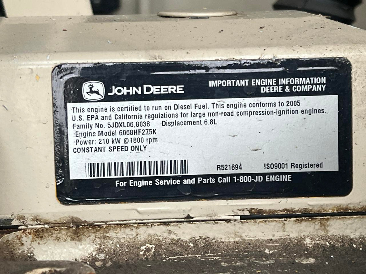 150 kW Katolight Portable Generator, with Voltage Selector Switch 6.8 Liter John Deere Engine, Year – 2005, 494 Hours
