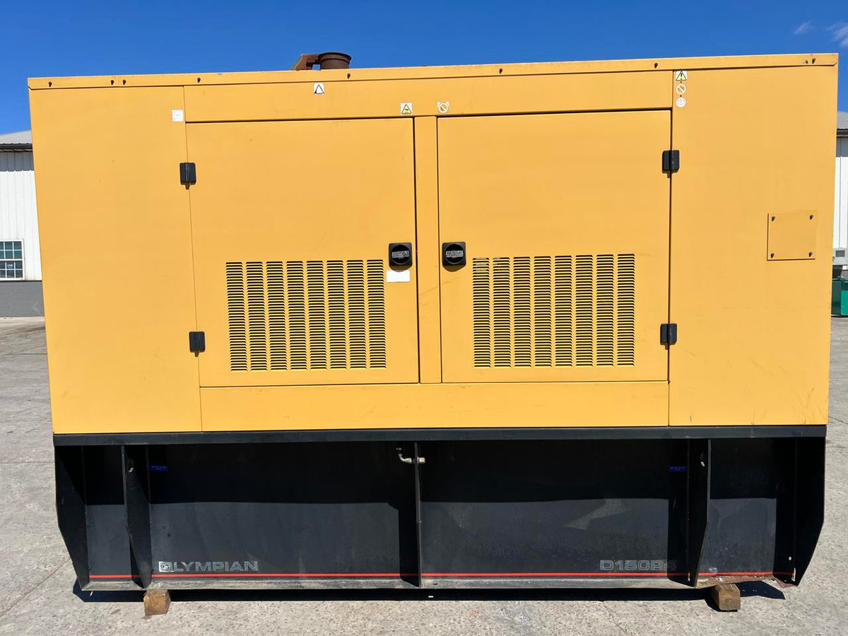 150 kW Cat/Olympian Generator, with Enclosure and Base Fuel Tank, Perkins Engine, Year – 2001, 216 Hours