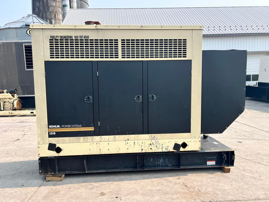 150 kW Kohler Generator, with Sound Attenuated Enclosure and Base Fuel Tank, 6.8 Liter John Deere Engine, Year – 2006, 159 Hours