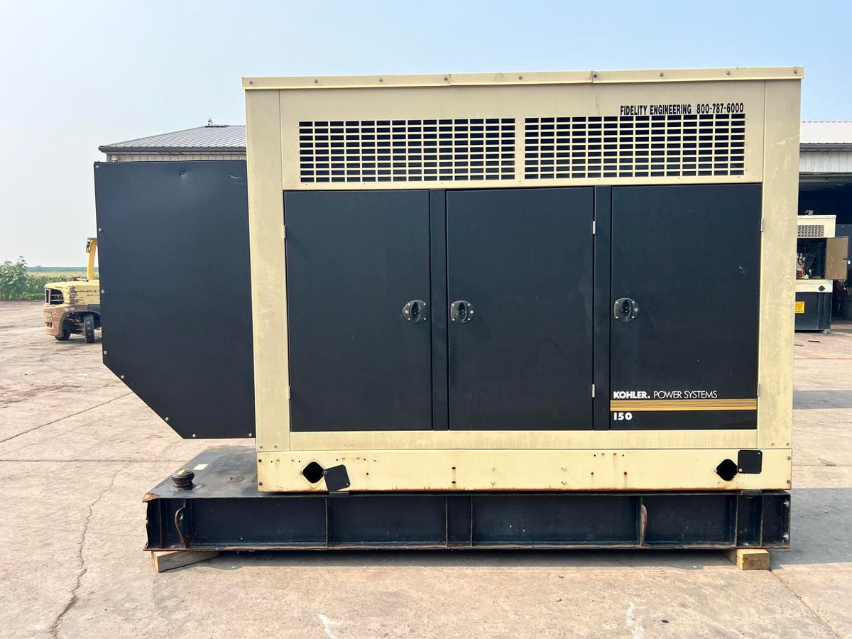 150 kW Kohler Generator, with Sound Attenuated Enclosure and Base Fuel Tank, 6.8 Liter John Deere Engine, Year – 2006, 159 Hours