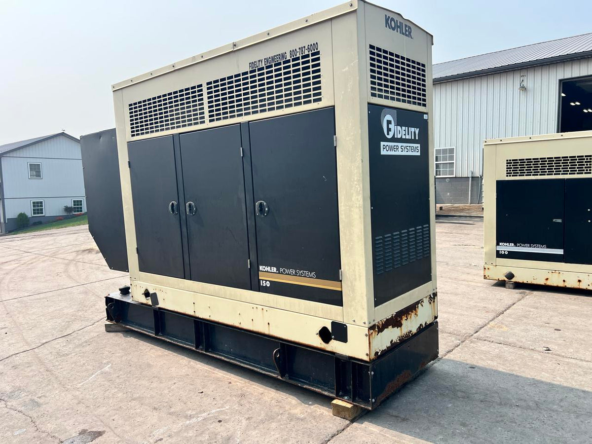 150 kW Kohler Generator, with Sound Attenuated Enclosure and Base Fuel Tank, 6.8 Liter John Deere Engine, Year – 2006, 159 Hours