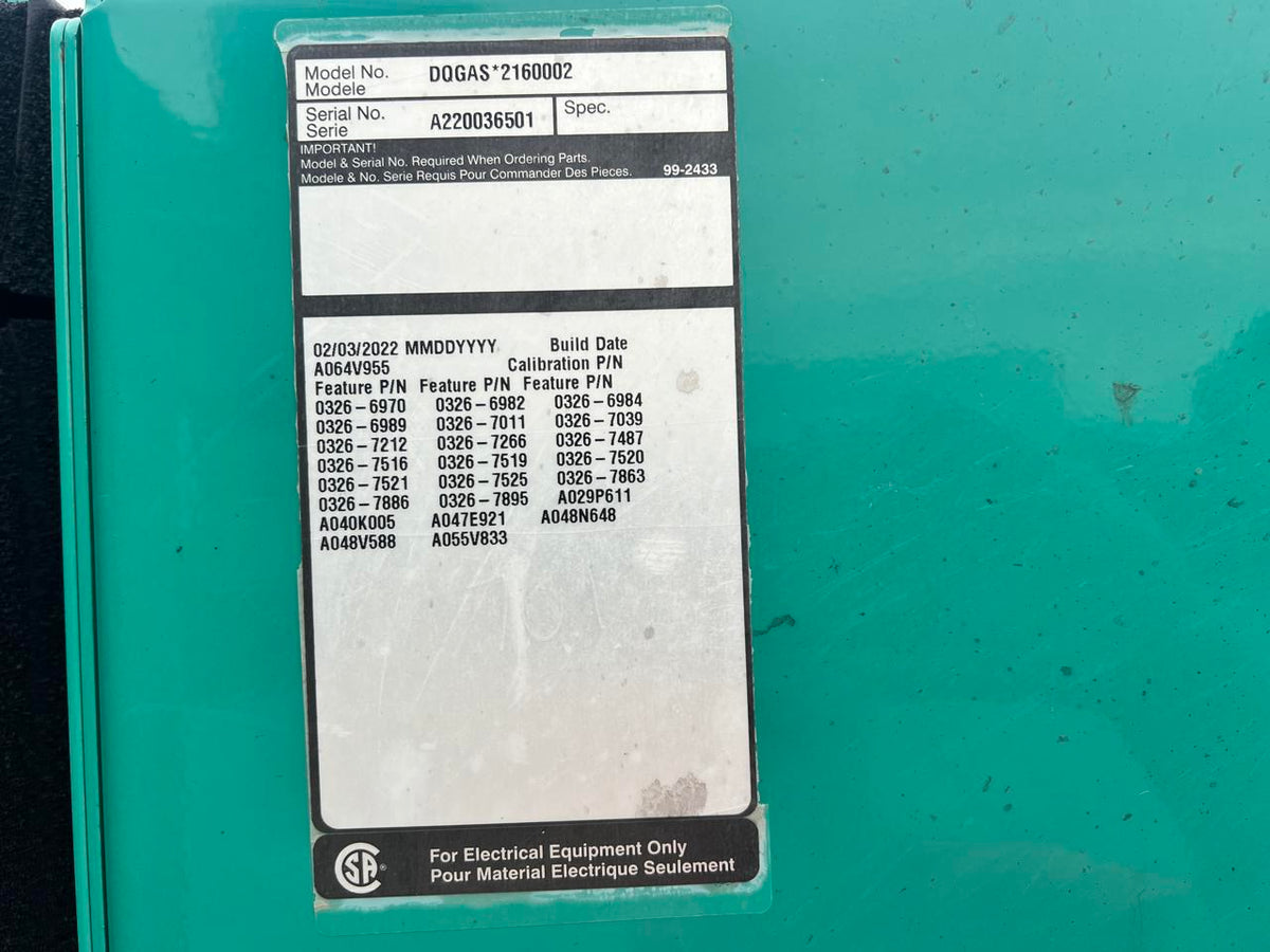 1500 kW Cummins/Onan GenSet QSK50 Liter Engine Year  2021 New Surplus 11 Hours US EPA Tier 4 with Remote after Treatment System Included DSLP1186