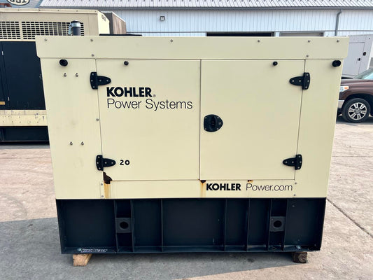 20 kW Kohler Gen Set, with Sound Attenuated Enclosure and Base Fuel Tank, Year – 2016, 240 Hours, Pre Emission Engine