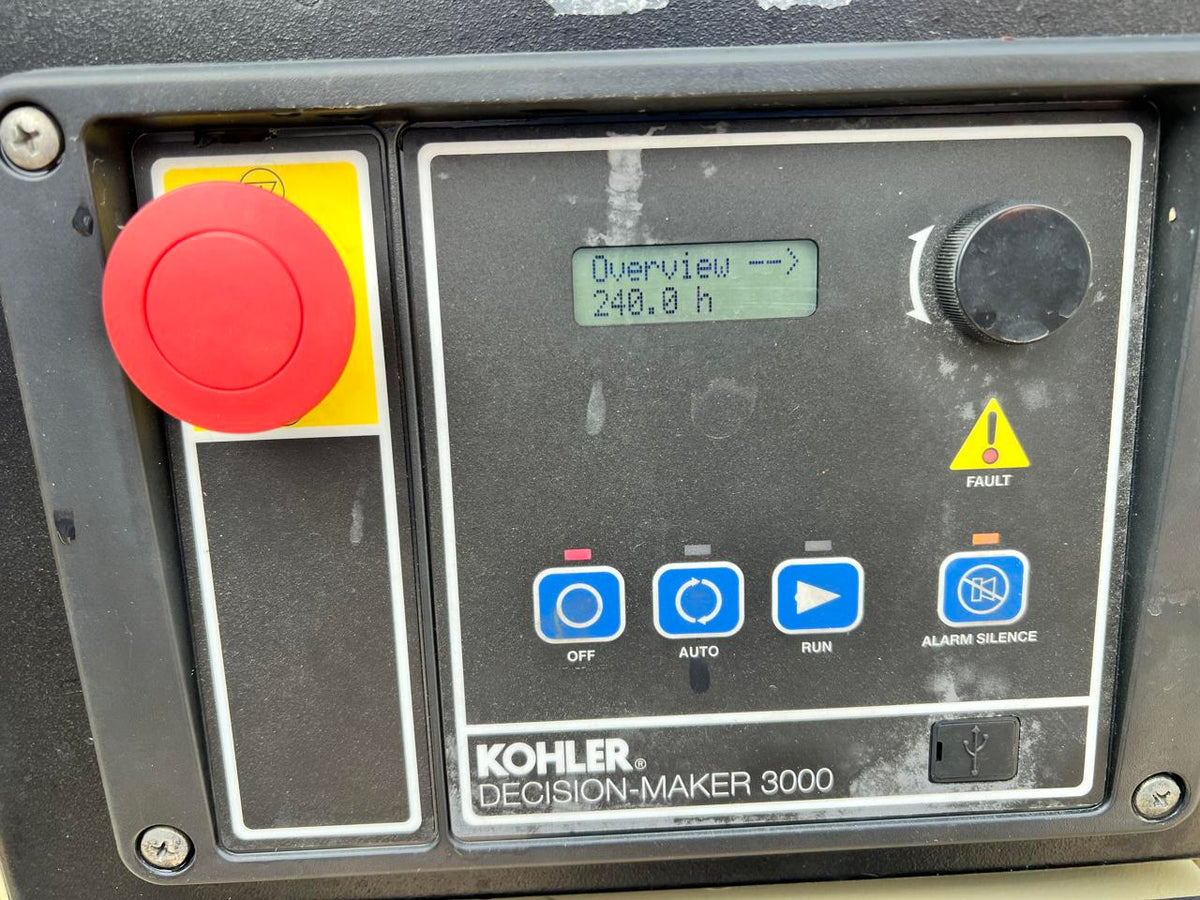 20 kW Kohler Gen Set, with Sound Attenuated Enclosure and Base Fuel Tank, Year – 2016, 240 Hours, Pre Emission Engine