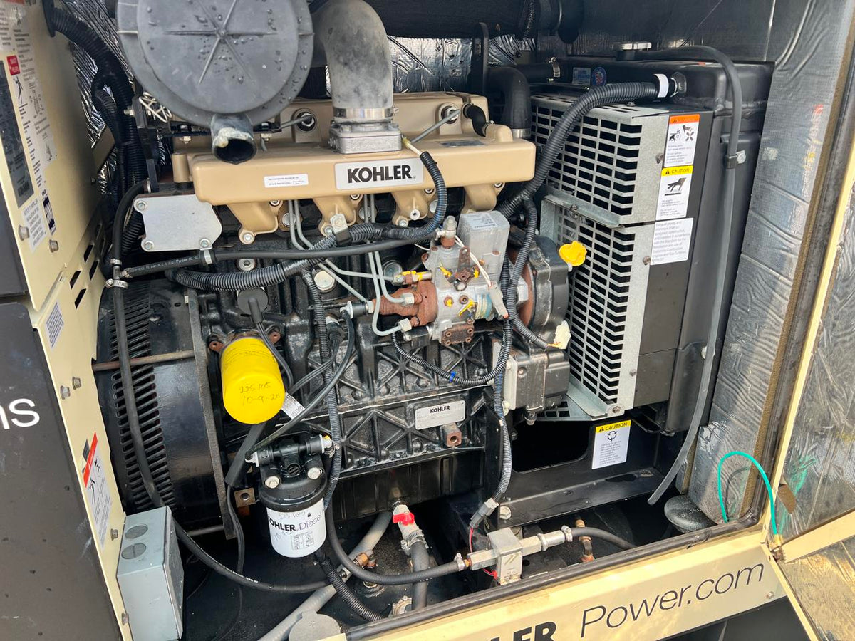 20 kW Kohler Gen Set, with Sound Attenuated Enclosure and Base Fuel Tank, Year – 2016, 240 Hours, Pre Emission Engine