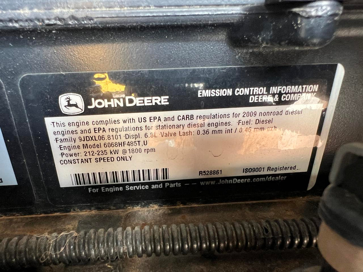 200 kW Baldor Generator with Sound Attenuated Enclosure and Base Fuel Tank, 68 Liter John Deere Engine, Year – 2009, 265 Hours, US EPA Tier 3 Pre Emissions