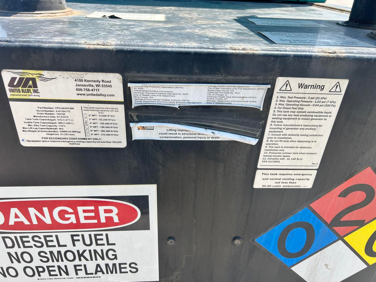 200 kW Cummins/Onan Generator, with Enclosure and Base Fuel Tank, 6.7 Cummins Engine, Year – 2016, 313 Hours, US EPA Tier 3 Pre Emission Engine