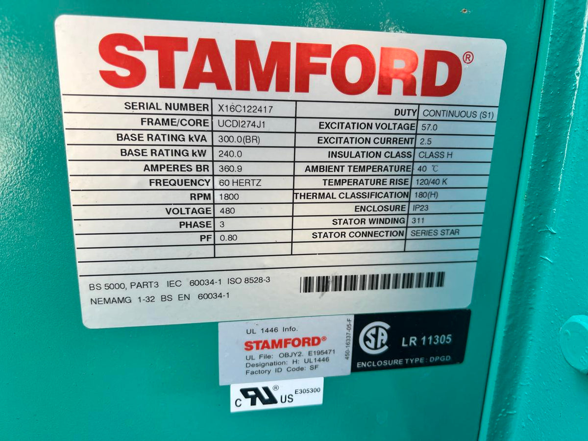 200 kW Cummins/Onan Generator, with Enclosure and Base Fuel Tank, 6.7 Cummins Engine, Year – 2016, 313 Hours, US EPA Tier 3 Pre Emission Engine