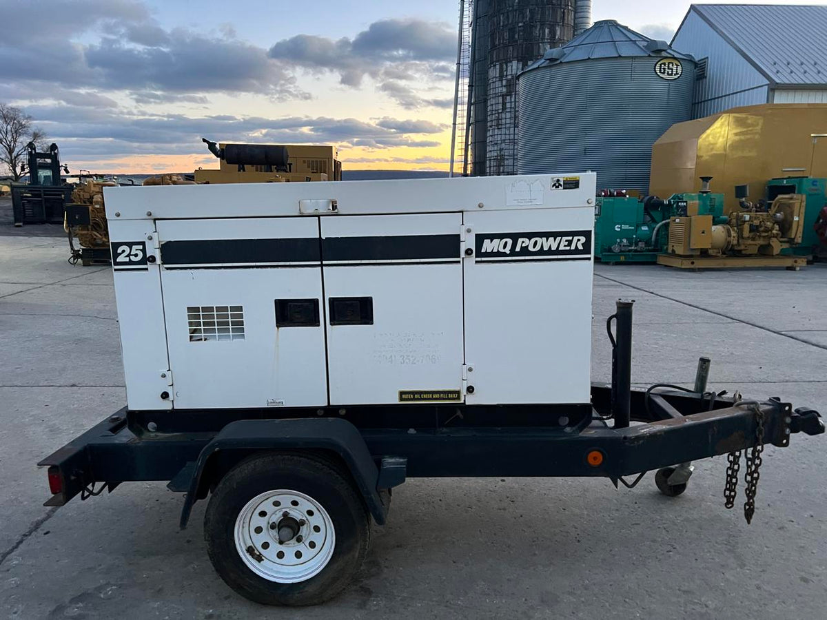 25 kW MQ Wisper Watt Portable Rental Grade Generator with Voltage Selector Switch, Trailer Mounted, Year – 2013