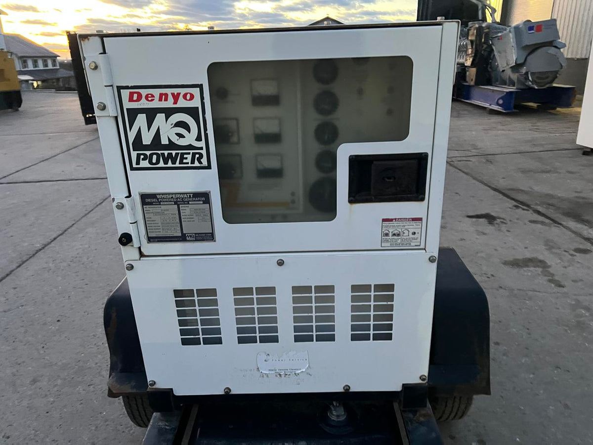 25 kW MQ Wisper Watt Portable Rental Grade Generator with Voltage Selector Switch, Trailer Mounted, Year – 2013