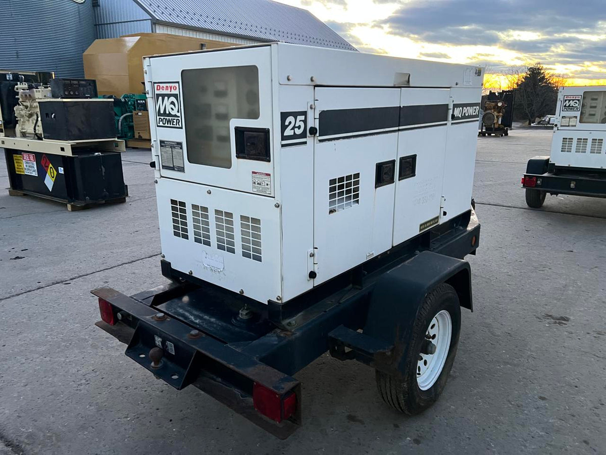 25 kW MQ Wisper Watt Portable Rental Grade Generator with Voltage Selector Switch, Trailer Mounted, Year – 2013