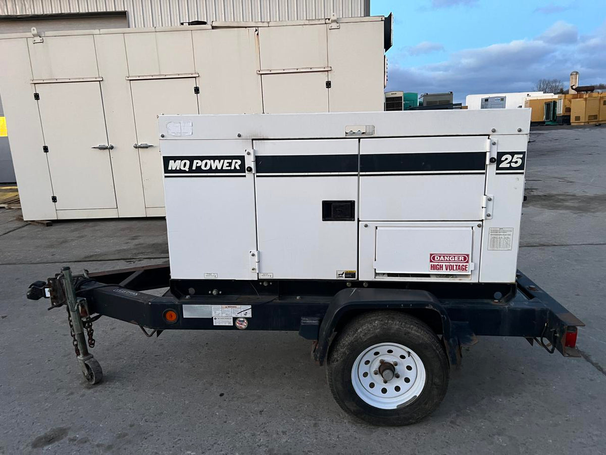 25 kW MQ Wisper Watt Portable Rental Grade Generator with Voltage Selector Switch, Trailer Mounted, Year – 2013