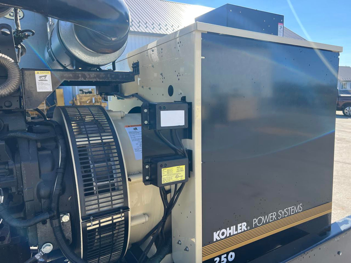 250 kW Kohler Generator, with Base Fuel Tank, 9.0 Liter John Deere Engine, Year – 2009, 15 Hours, US EPA Tier 3, Pre Emission Engine