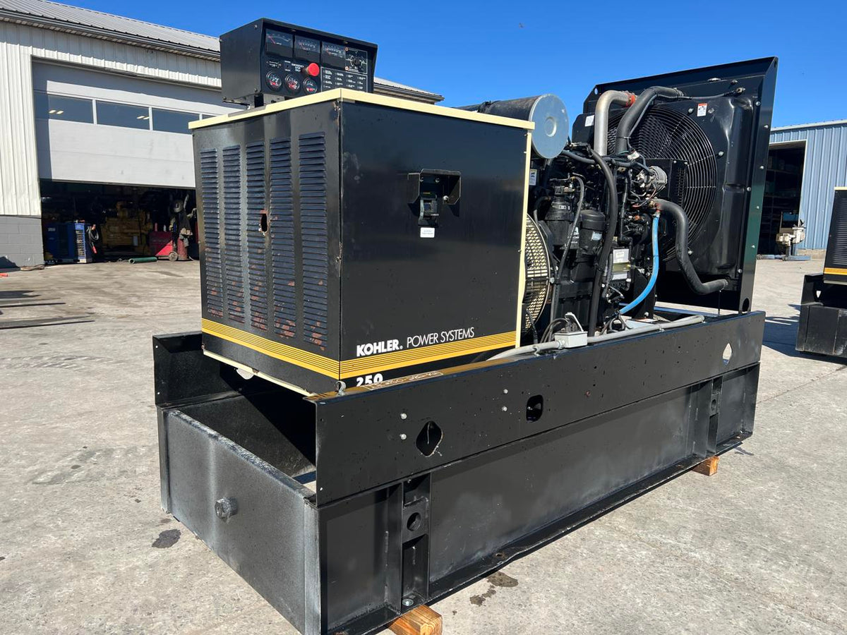 250 kW Kohler Generator, with Base Fuel Tank, 9.0 Liter John Deere Engine, Year – 2009, 15 Hours, US EPA Tier 3, Pre Emission Engine