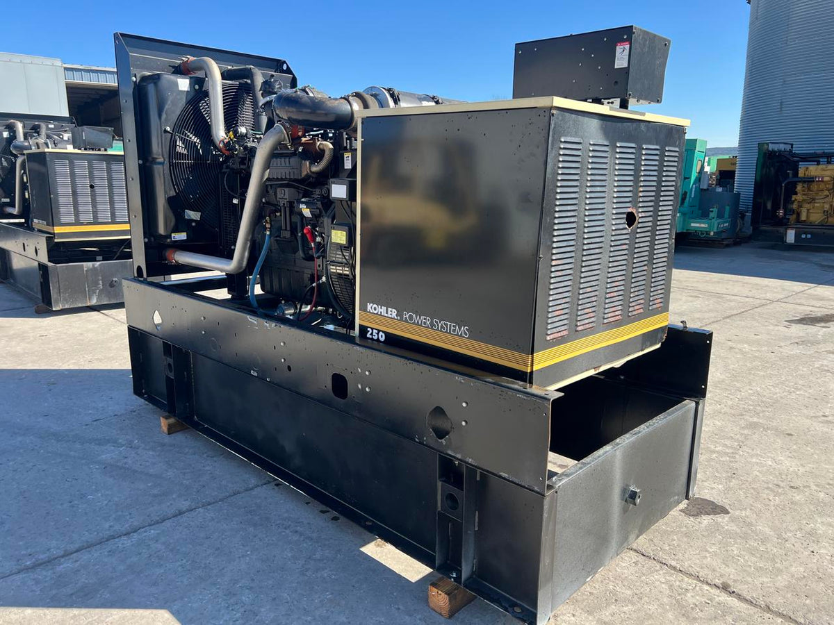 250 kW Kohler Generator, with Base Fuel Tank, 9.0 Liter John Deere Engine, Year – 2009, 15 Hours, US EPA Tier 3, Pre Emission Engine