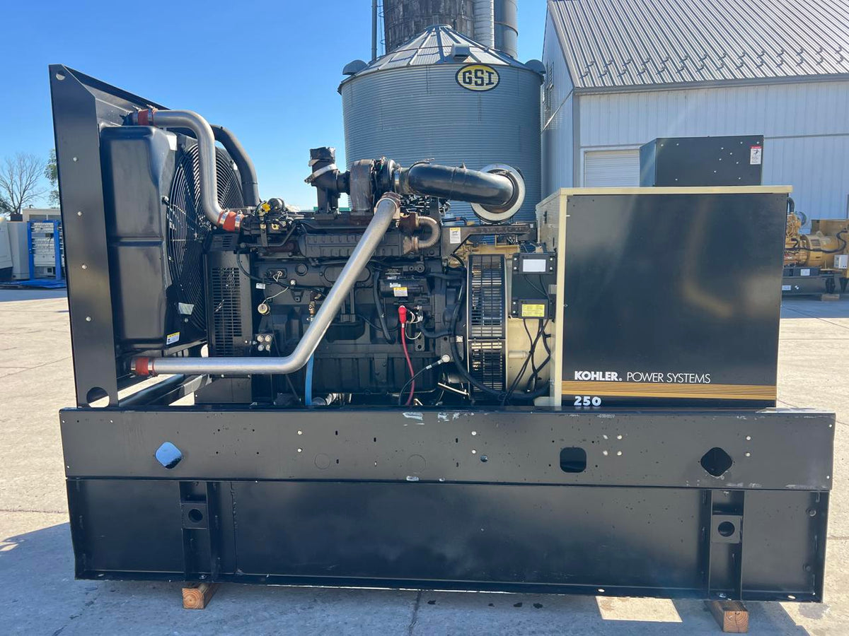 250 kW Kohler Generator, with Base Fuel Tank, 9.0 Liter John Deere Engine, Year – 2009, 15 Hours, US EPA Tier 3, Pre Emission Engine