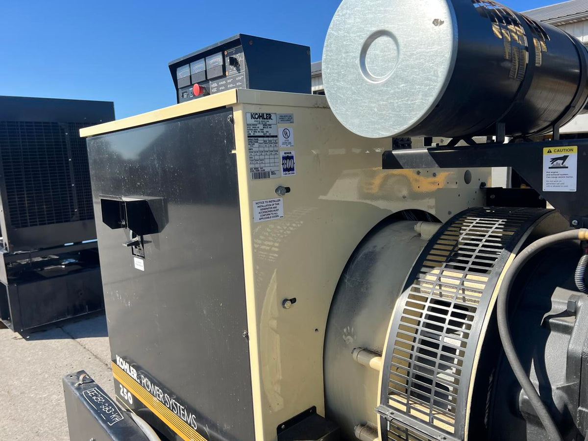 250 kW Kohler, with Base Fuel Tank, 9.0 Liter John Deere Engine, Open Skid, Year – 2009, 4 Hours, US EPA Tier 3 Pre Emission Engine
