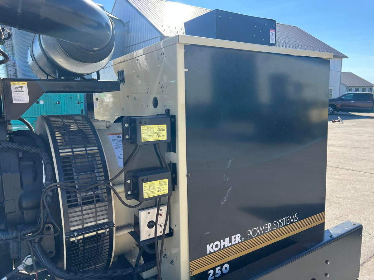 250 kW Kohler, with Base Fuel Tank, 9.0 Liter John Deere Engine, Open Skid, Year – 2009, 4 Hours, US EPA Tier 3 Pre Emission Engine