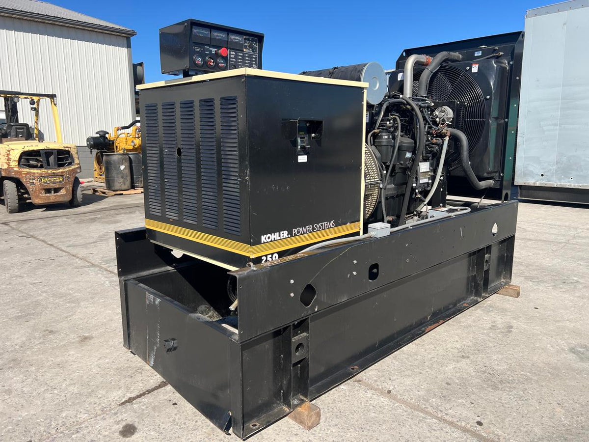 250 kW Kohler, with Base Fuel Tank, 9.0 Liter John Deere Engine, Open Skid, Year – 2009, 4 Hours, US EPA Tier 3 Pre Emission Engine