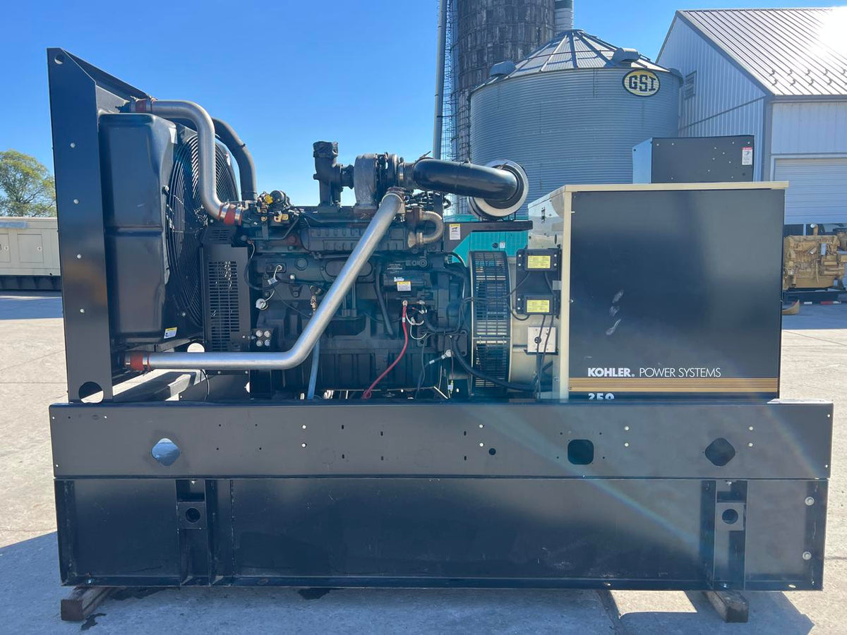 250 kW Kohler, with Base Fuel Tank, 9.0 Liter John Deere Engine, Open Skid, Year – 2009, 4 Hours, US EPA Tier 3 Pre Emission Engine