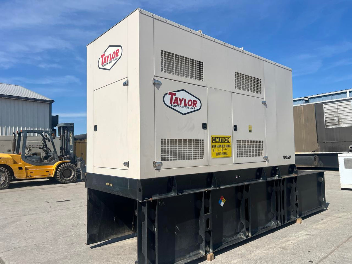 250 kW Taylor Generator, with Sound Attenuated Enclosure and Base Fuel Tank 6.6 CAT/Perkins Engine, Year – 2016, 361 Hours